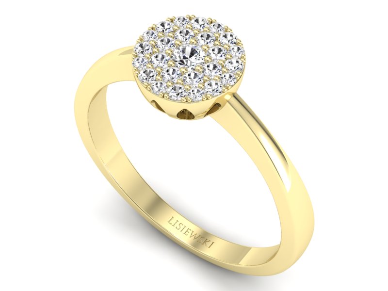 Złoty pierścionek z brylantami żółte złoto - p16379z — zdjęcie 3