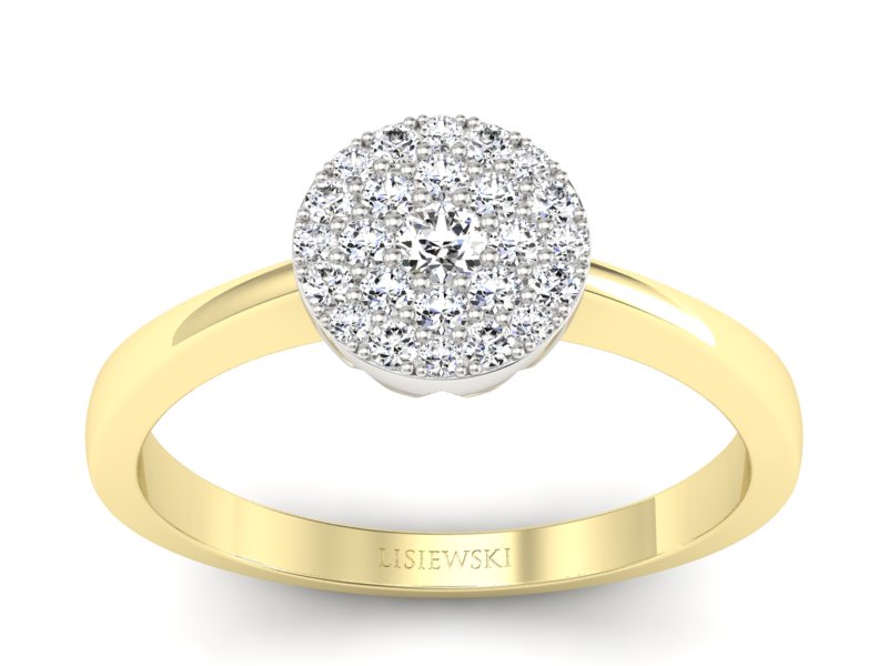Pierścionek z diamentami żółte i białe złoto - p16379zb