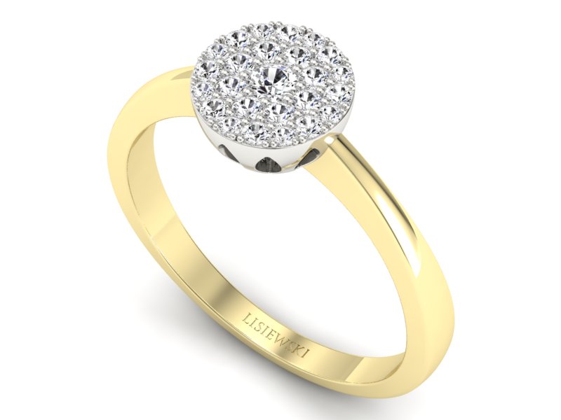 Pierścionek z diamentami żółte i białe złoto - p16379zb — zdjęcie 3