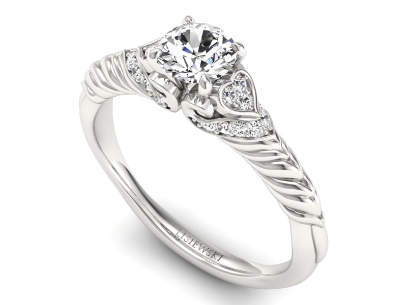 Złoty pierścionek z brylantami białe złoto - p16380b — zdjęcie 3