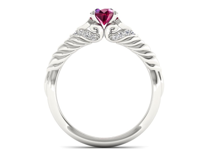 Pierścionek z rubinem i brylantami białe złoto - p16380br — zdjęcie 2