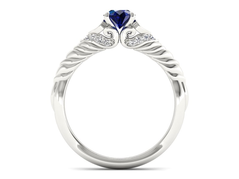 Pierścionek z szafirem i brylantami białe złoto - p16380bsz — zdjęcie 2