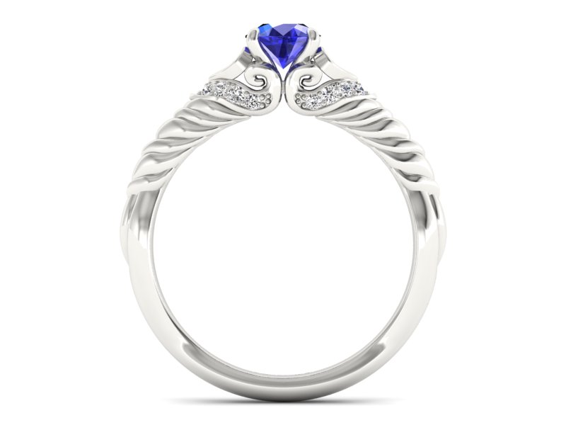 Pierścionek z szafirem i brylantami białe złoto - p16380bszc — zdjęcie 2