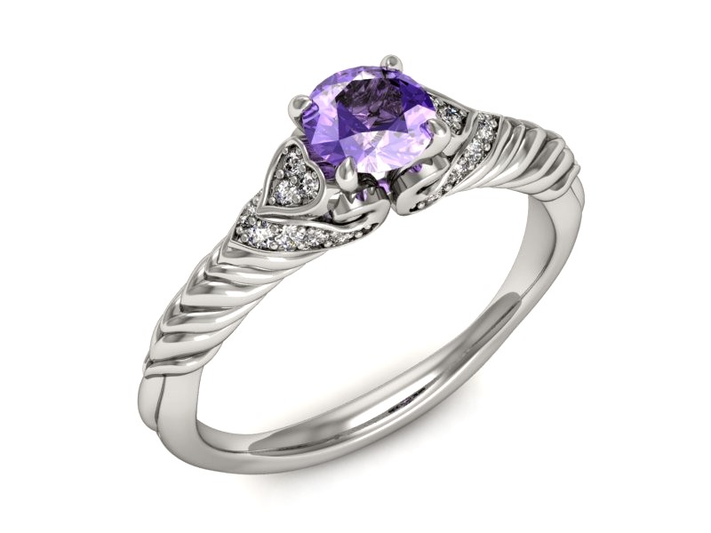 Pierścionek z tanzanitem białe złoto i brylantami - p16380bt — zdjęcie 4