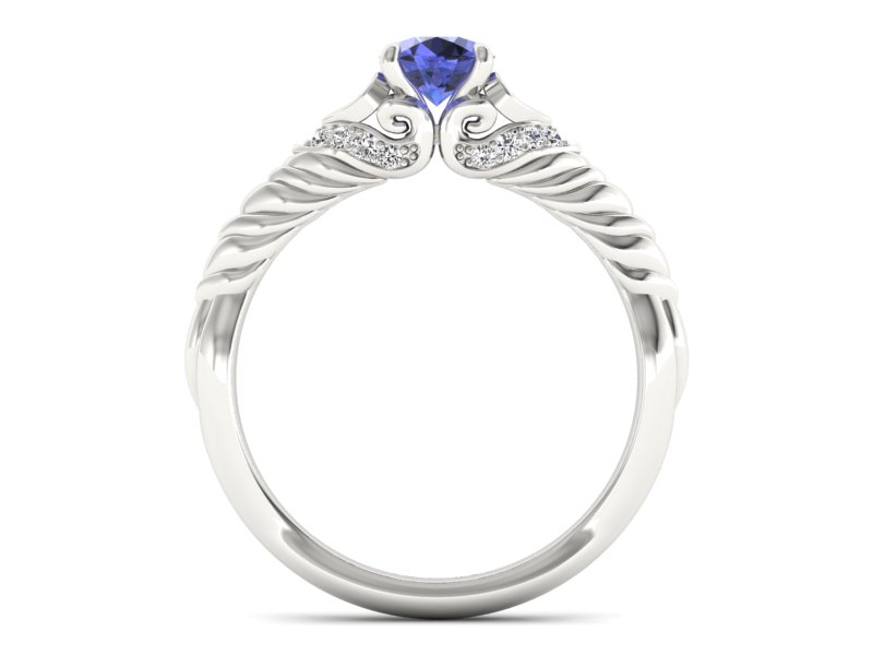 Pierścionek z tanzanitem białe złoto i brylantami - p16380bt — zdjęcie 2
