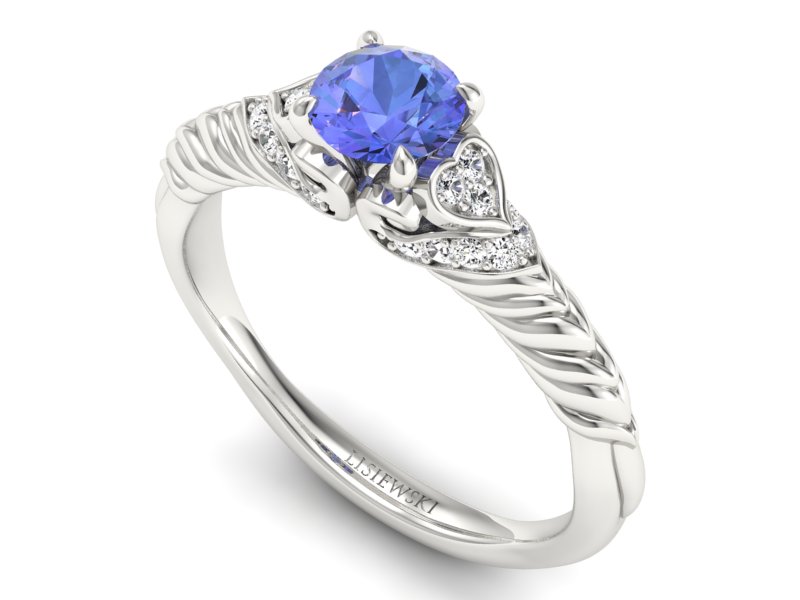 Pierścionek z tanzanitem białe złoto i brylantami - p16380bt — zdjęcie 3