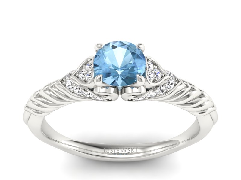 Pierścionek z topazem i brylantami białe złoto - p16380btp