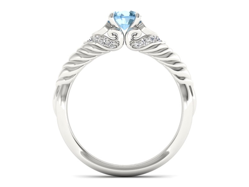Pierścionek z topazem i brylantami białe złoto - p16380btp — zdjęcie 2