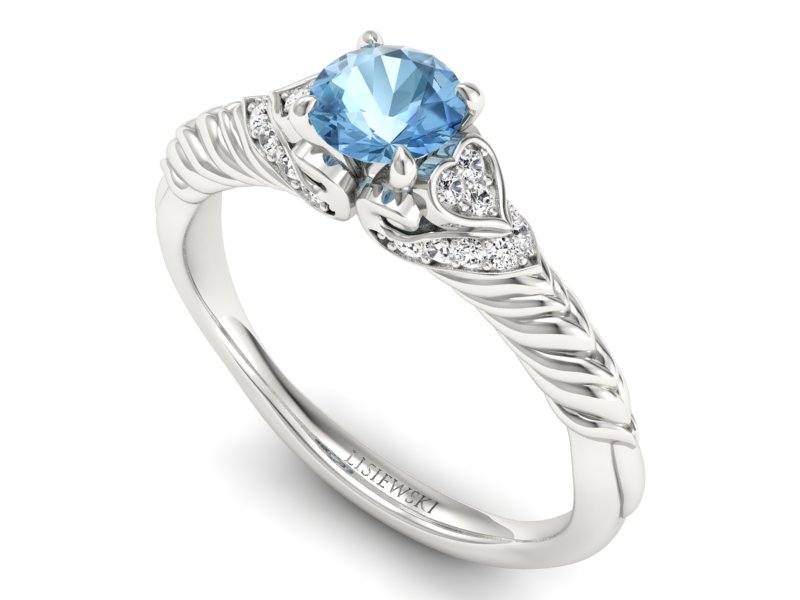 Pierścionek z topazem i brylantami białe złoto - p16380btp — zdjęcie 3