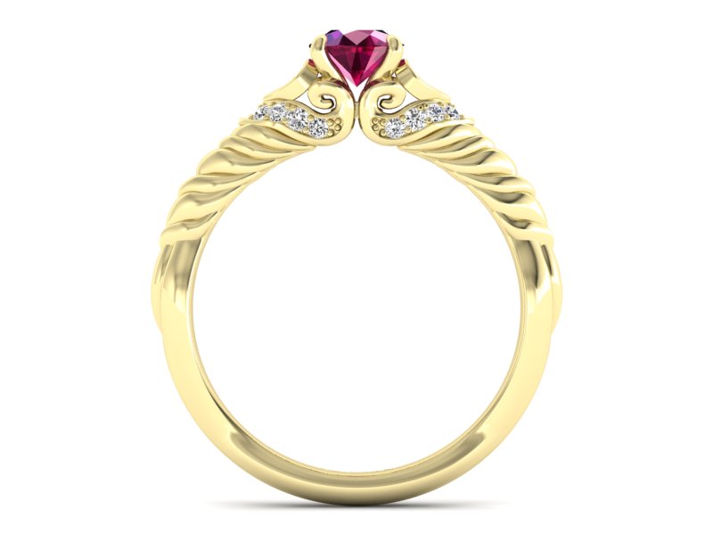 Złoty pierścionek z rubinem i brylantami - p16380zr — zdjęcie 2