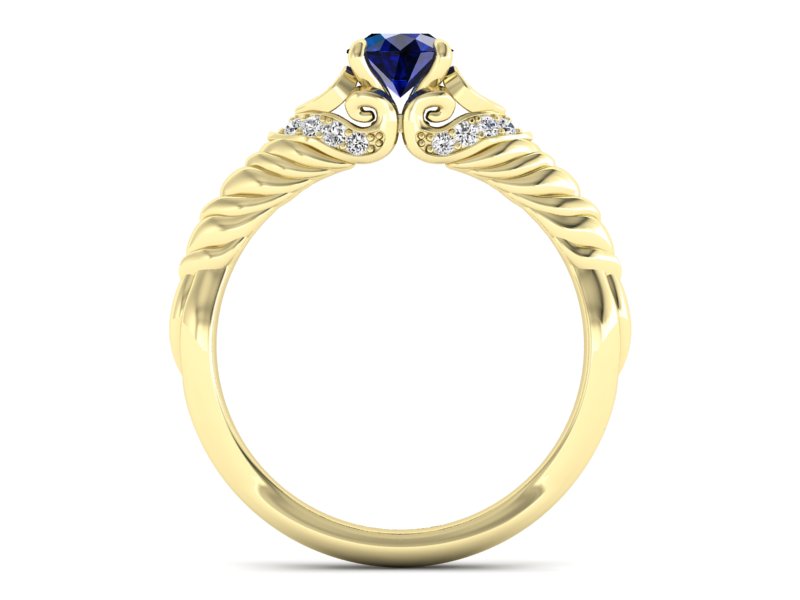 Złoty pierścionek z szafirem i brylantami - p16380zsz — zdjęcie 2