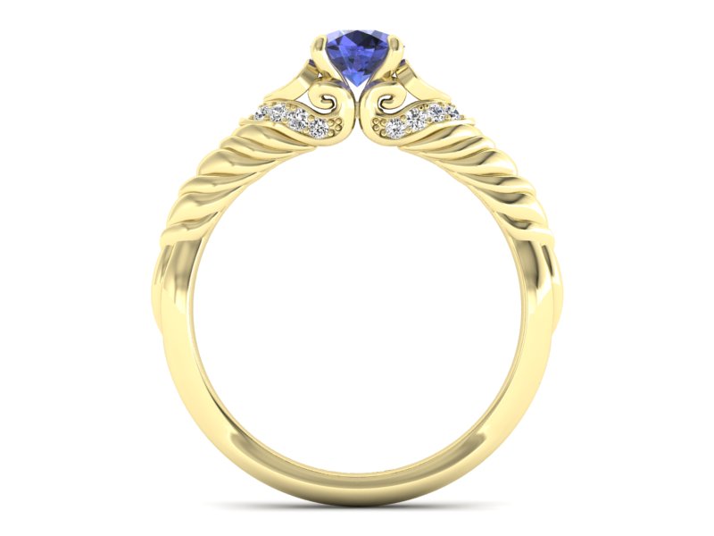 Pierścionek z tanzanitem i brylantami żółte złoto - p16380zt — zdjęcie 2