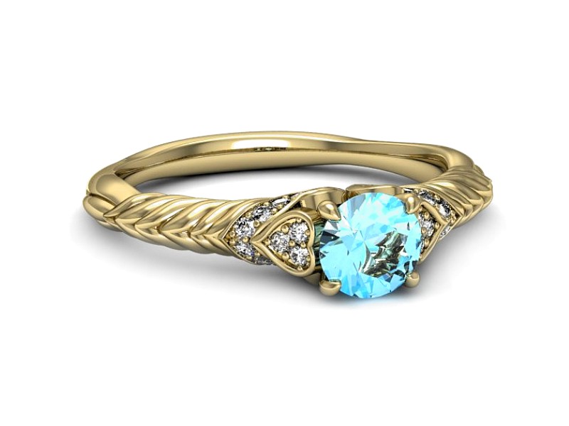 Złoty pierścionek z topazem i brylantami - p16380ztp — zdjęcie 5