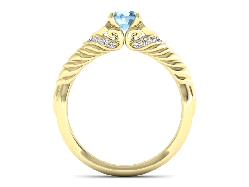 Złoty pierścionek z topazem i brylantami - p16380ztp — zdjęcie 2