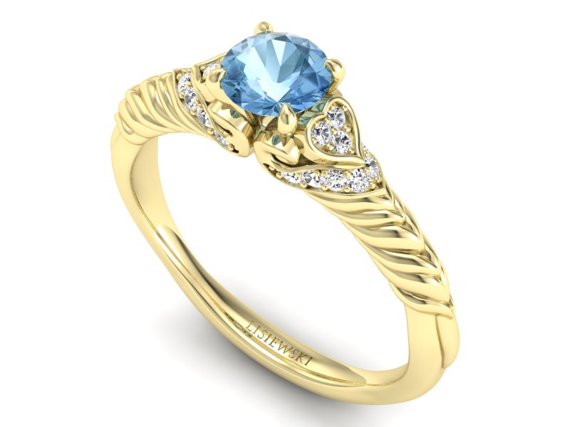 Złoty pierścionek z topazem i brylantami - p16380ztp — zdjęcie 3
