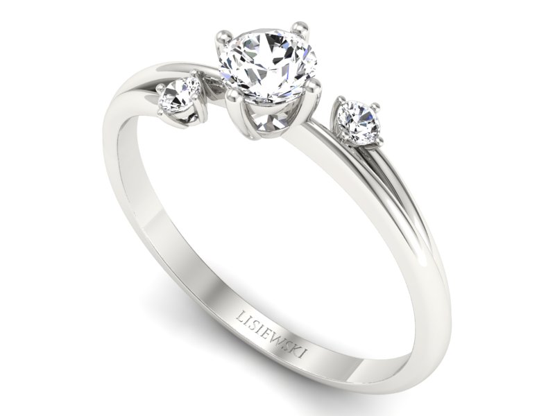 Złoty pierścionek z brylantami białe złoto - p16385b — zdjęcie 3