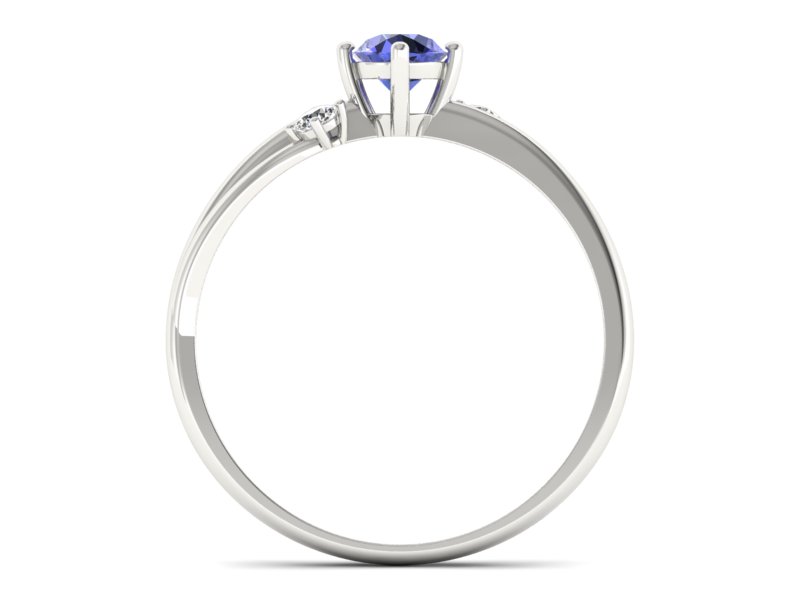 Pierścionek z tanzanitem białe złoto i brylantami - p16385bt — zdjęcie 2