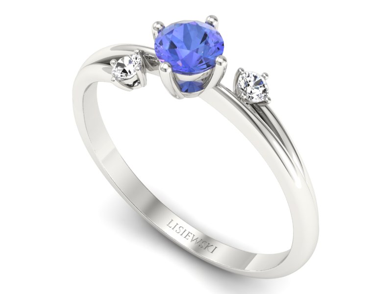 Pierścionek z tanzanitem białe złoto i brylantami - p16385bt — zdjęcie 3