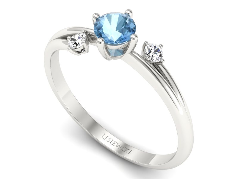 Pierścionek z topazem i brylantami białe złoto - p16385btp — zdjęcie 3