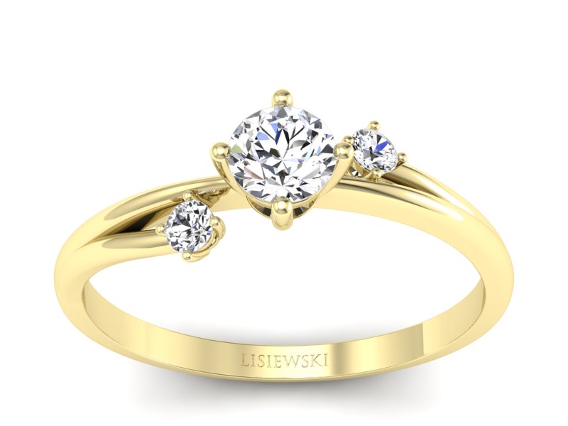 Złoty pierścionek z brylantami żółte złoto - p16385z