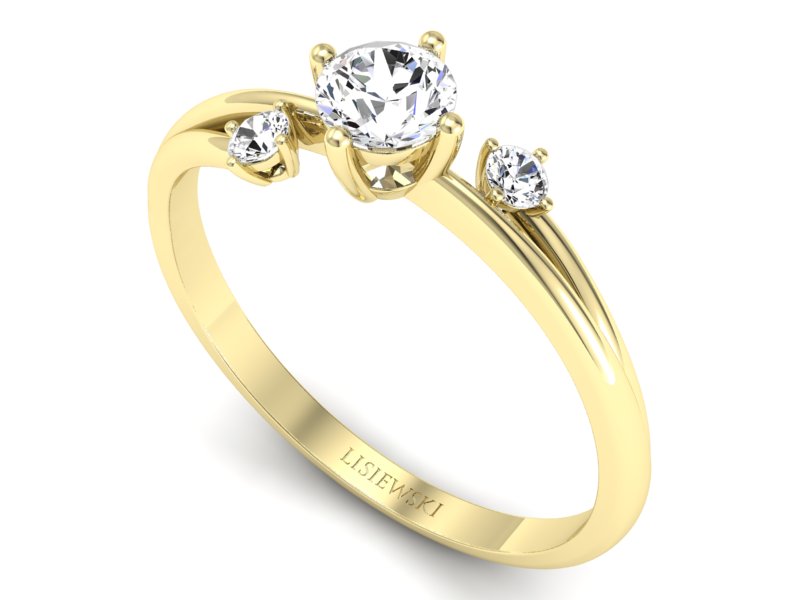 Złoty pierścionek z brylantami żółte złoto - p16385z — zdjęcie 3