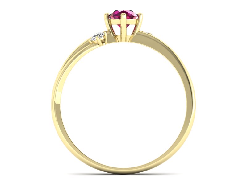 Złoty pierścionek z rubinem i brylantami - p16385zr — zdjęcie 2