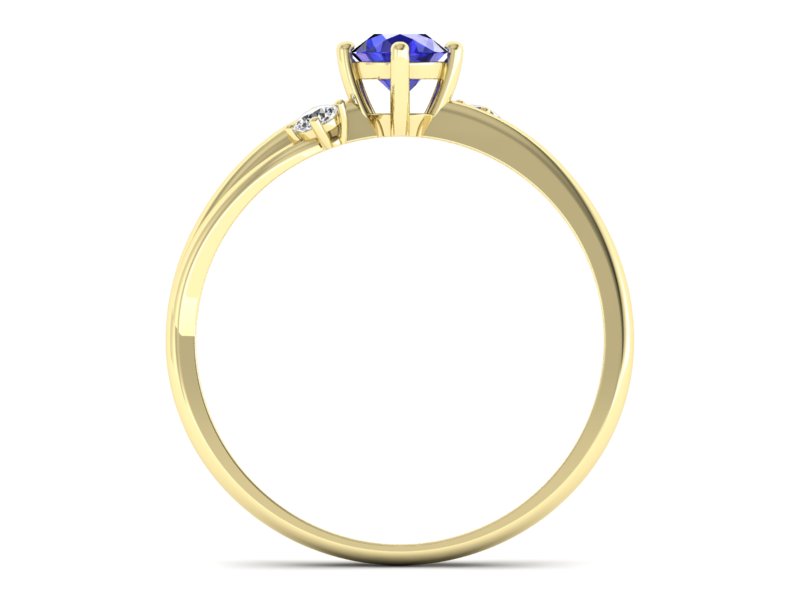 Złoty pierścionek z szafirem i brylantami - p16385zszc — zdjęcie 2
