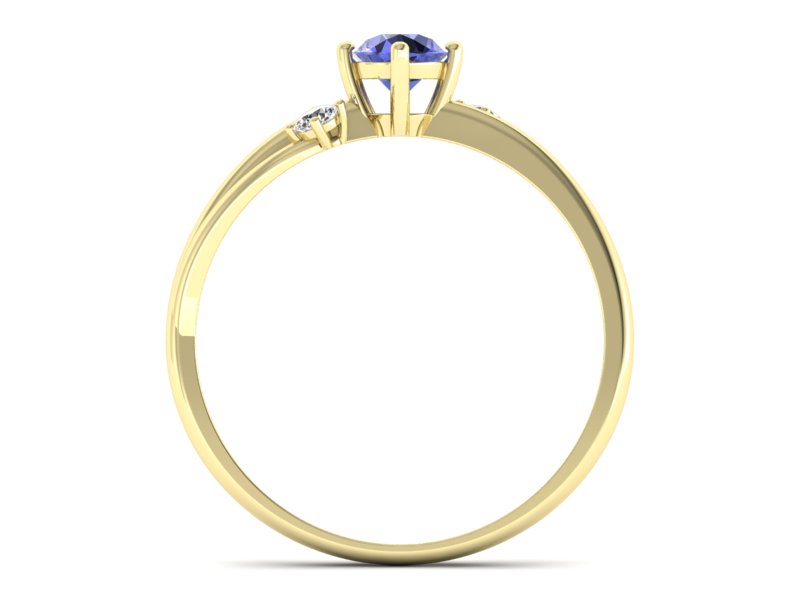 Pierścionek z tanzanitem i brylantami żółte złoto - p16385zt — zdjęcie 2