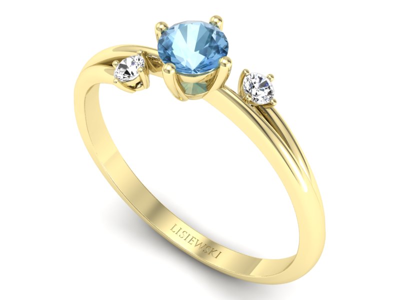 Złoty pierścionek z topazem i brylantami - p16385ztp — zdjęcie 3