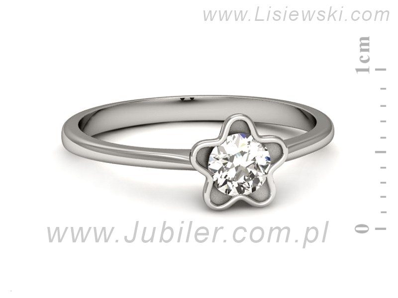 Złoty pierścionek z brylantem białe złoto - p16386b — zdjęcie 2