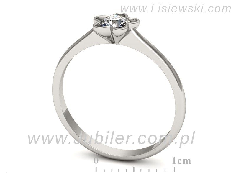 Złoty pierścionek z brylantem białe złoto - p16386b — zdjęcie 3