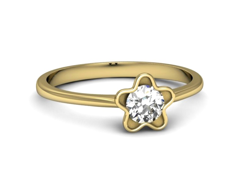 Złoty pierścionek z brylantem żółte złoto - p16386z — zdjęcie 2