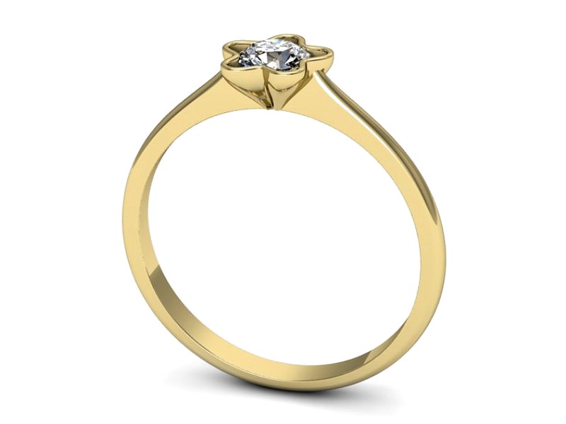 Złoty pierścionek z brylantem żółte złoto - p16386z — zdjęcie 3