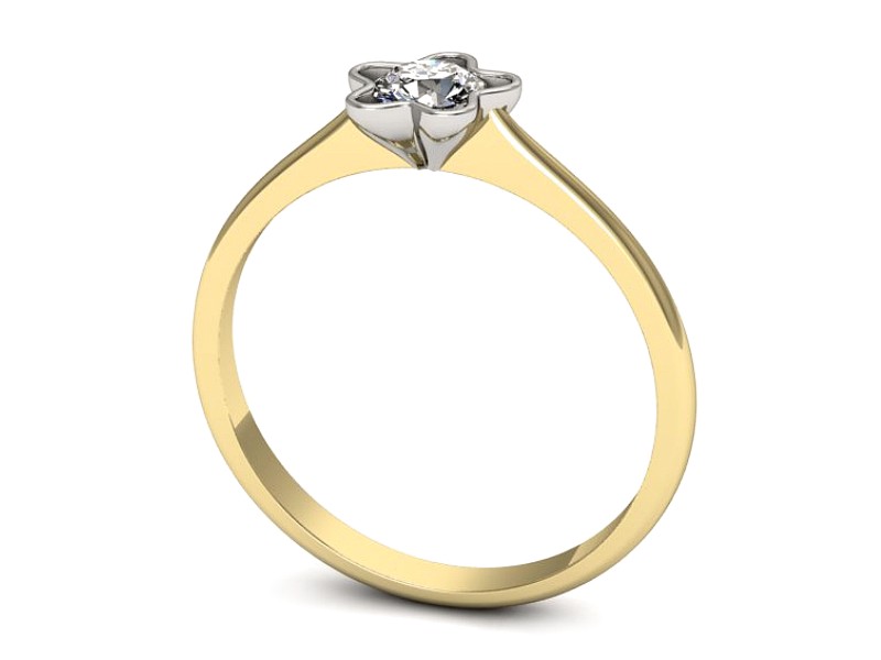 Pierścionek z diamentem żółte i białe złoto - p16386zb — zdjęcie 3