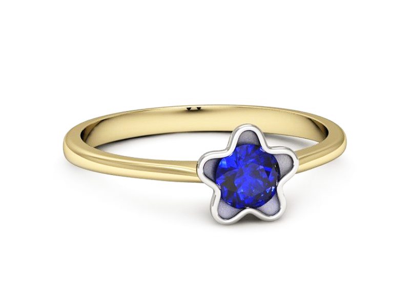 Pierścionek z szafirem żółte białe złoto - p16386zbszc — zdjęcie 3