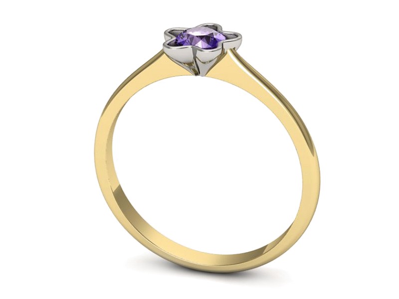 Pierścionek z tanzanitem żółte białe złoto - p16386zbt — zdjęcie 3