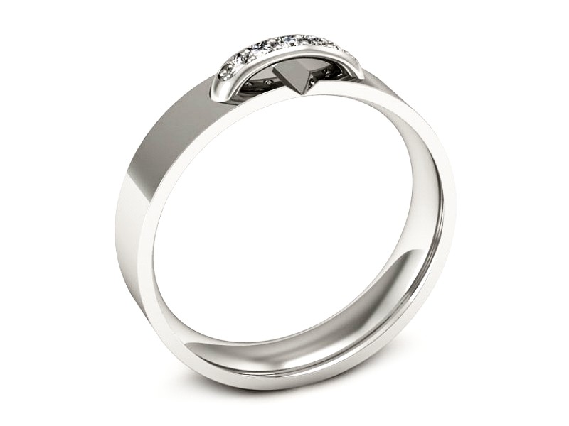 Pierścionek obrączka z brylantami białe złoto - p16387b — zdjęcie 3