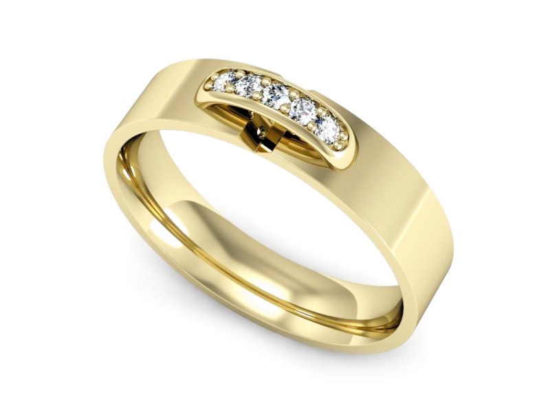 Obrączka z brylantami żółte złoto - p16387z