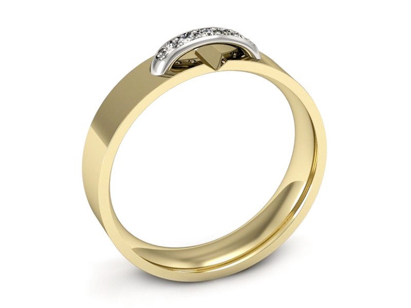 Obrączka z brylantami z żółtego i białego złota - p16387zb — zdjęcie 3