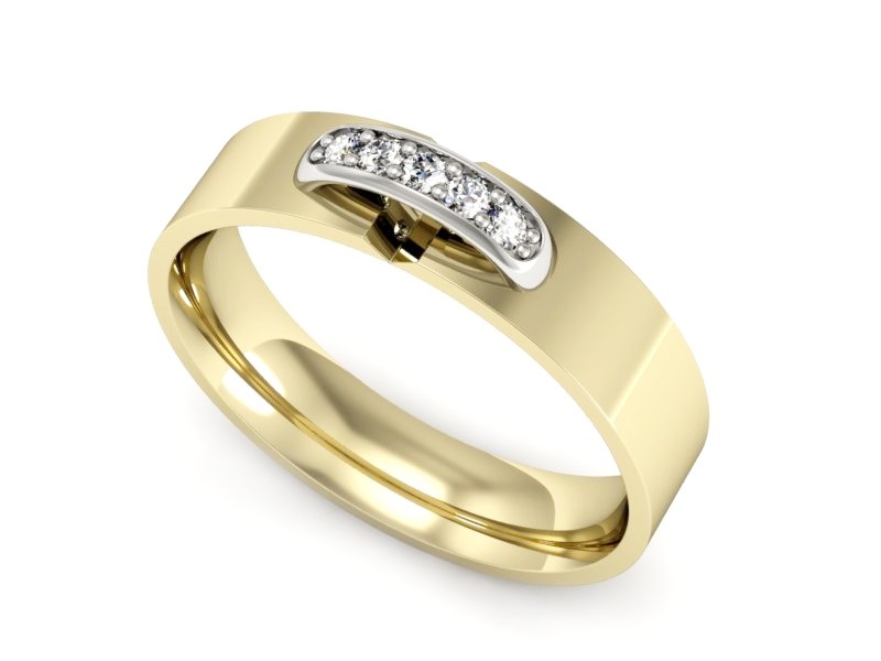 Obrączka z brylantami z żółtego i białego złota - p16387zb
