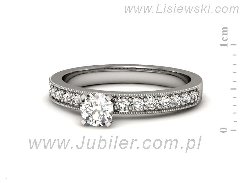 Złoty pierścionek z brylantami białe złoto - p16389b — zdjęcie 2