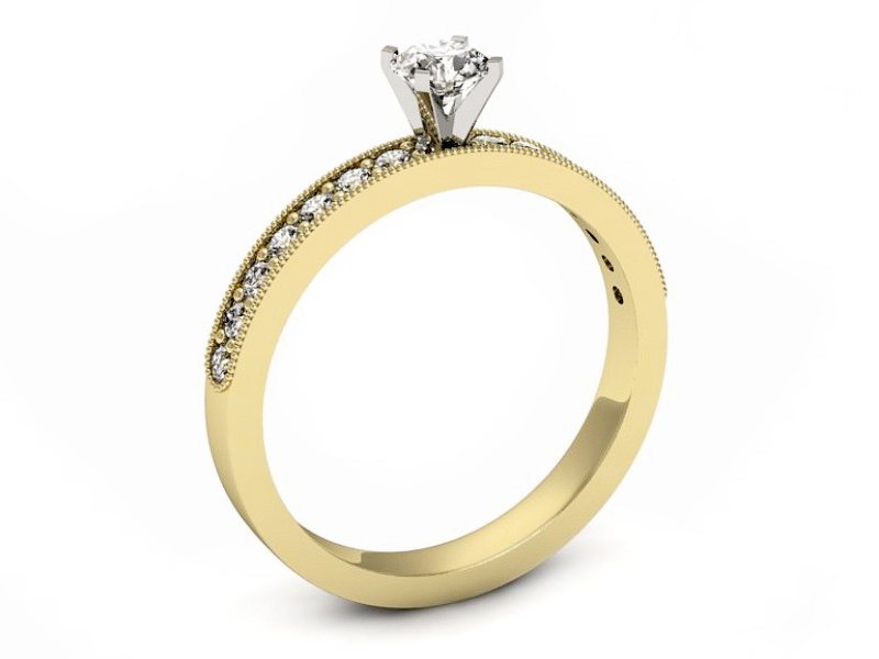 Pierścionek z diamentami żółte i białe złoto - p16389zb — zdjęcie 3