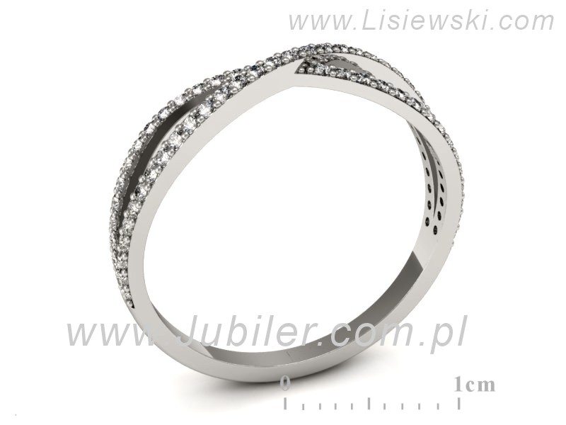 Złoty pierścionek z brylantami białe złoto - p16391b — zdjęcie 3