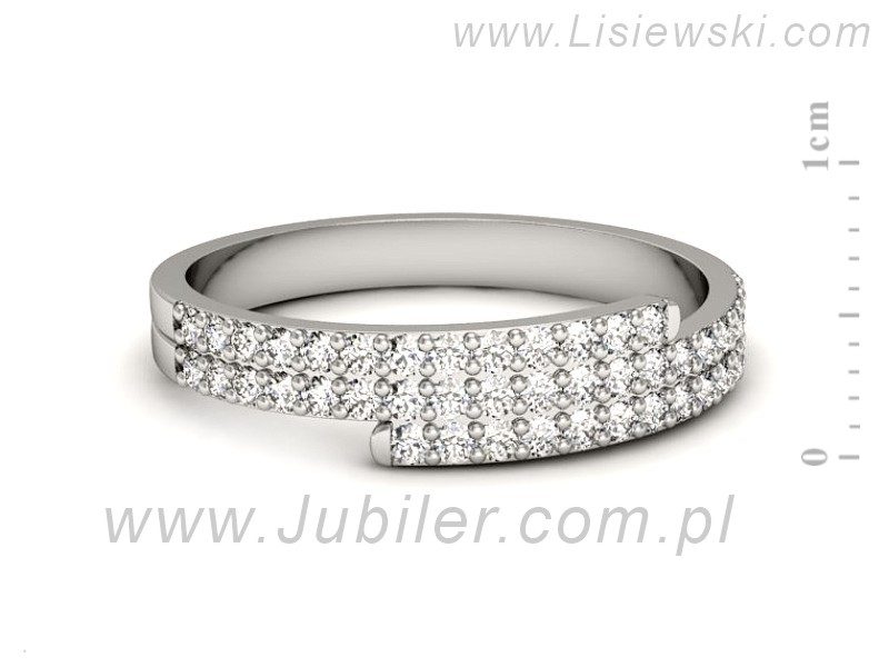 Złoty pierścionek z brylantami białe złoto - p16393b — zdjęcie 2