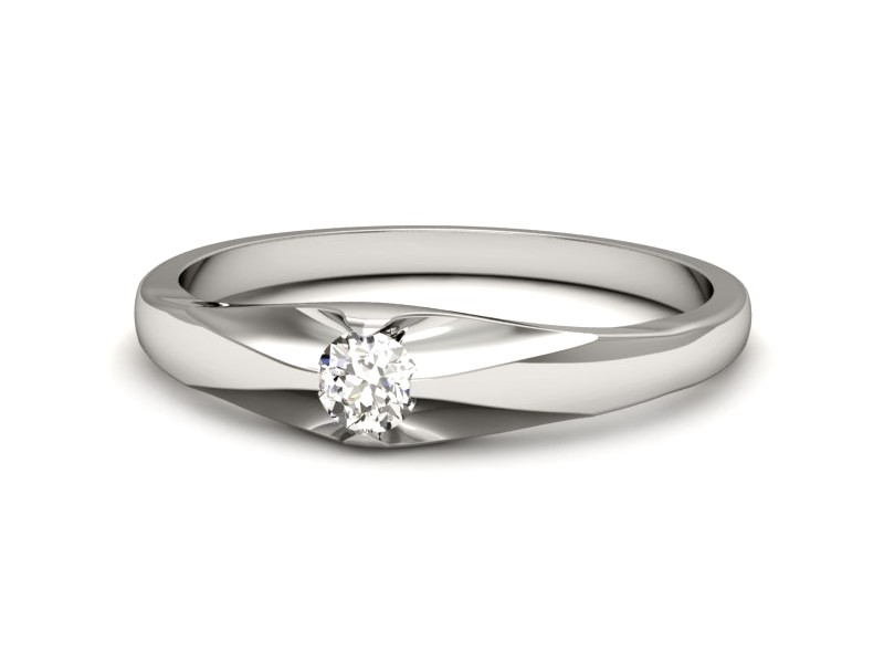 Złoty pierścionek z brylantem białe złoto - p16394b — zdjęcie 2