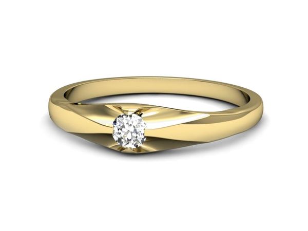 Pierścionek zaręczynowy z brylantem żółte złoto - p16394z