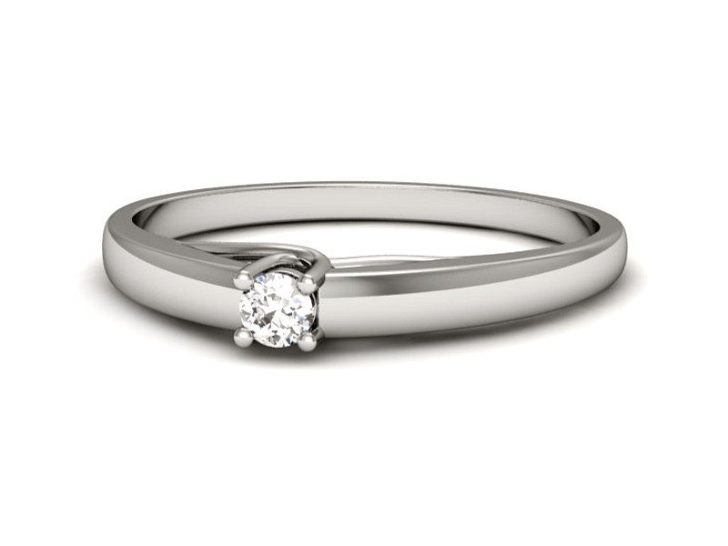 Złoty pierścionek z brylantem białe złoto - p16395b — zdjęcie 2