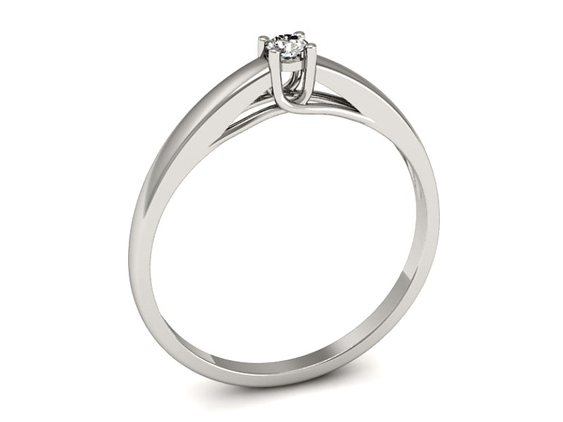Złoty pierścionek z brylantem białe złoto - p16395b — zdjęcie 3