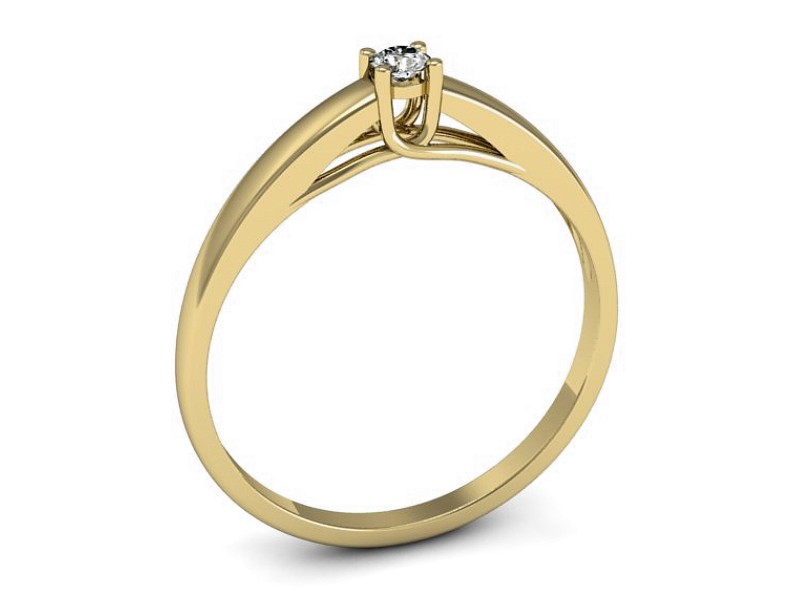 Złoty pierścionek z brylantem żółte złoto - p16395z — zdjęcie 3