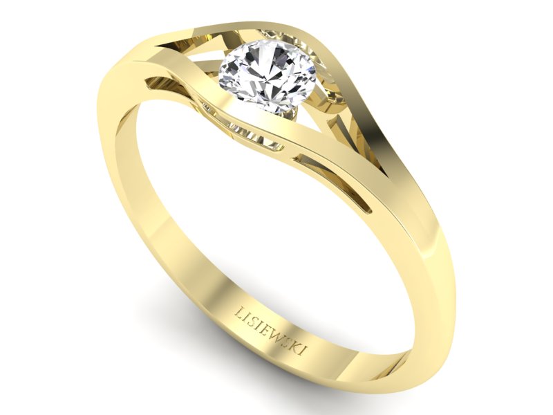 Złoty pierścionek z brylantem żółte złoto - p16396z — zdjęcie 3